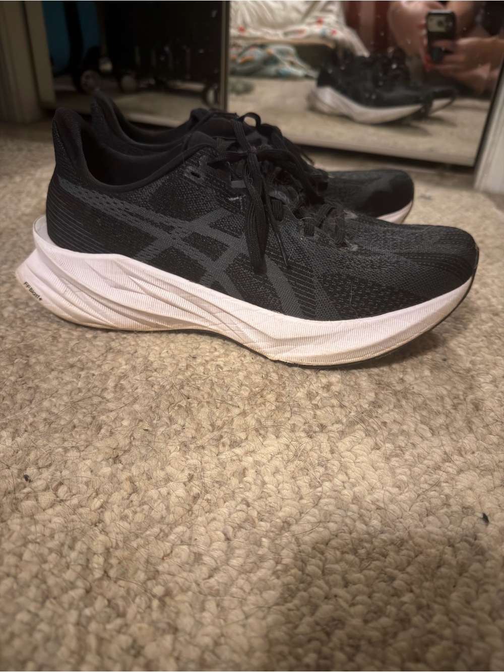 ASICS Women's Black Athletic Running Shoes with White Midsole